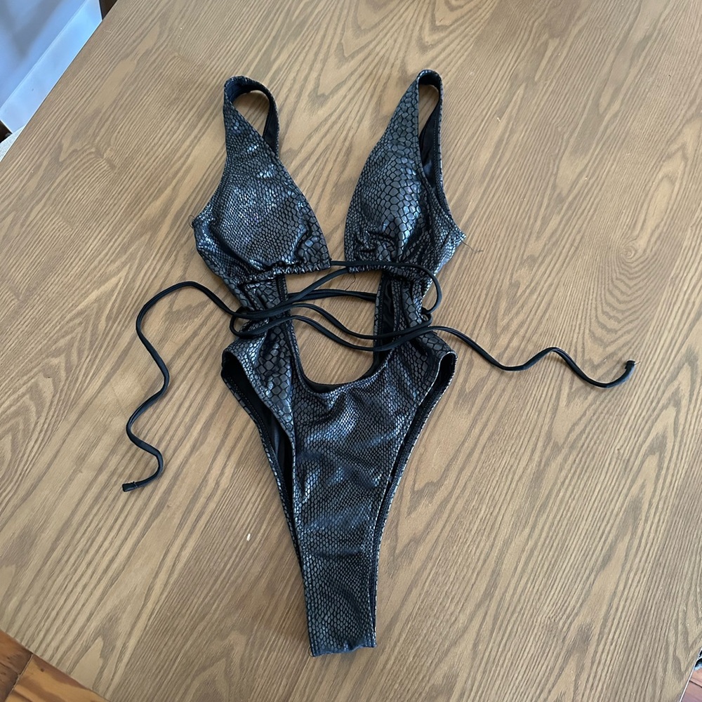 Snakeskin print swimsuit